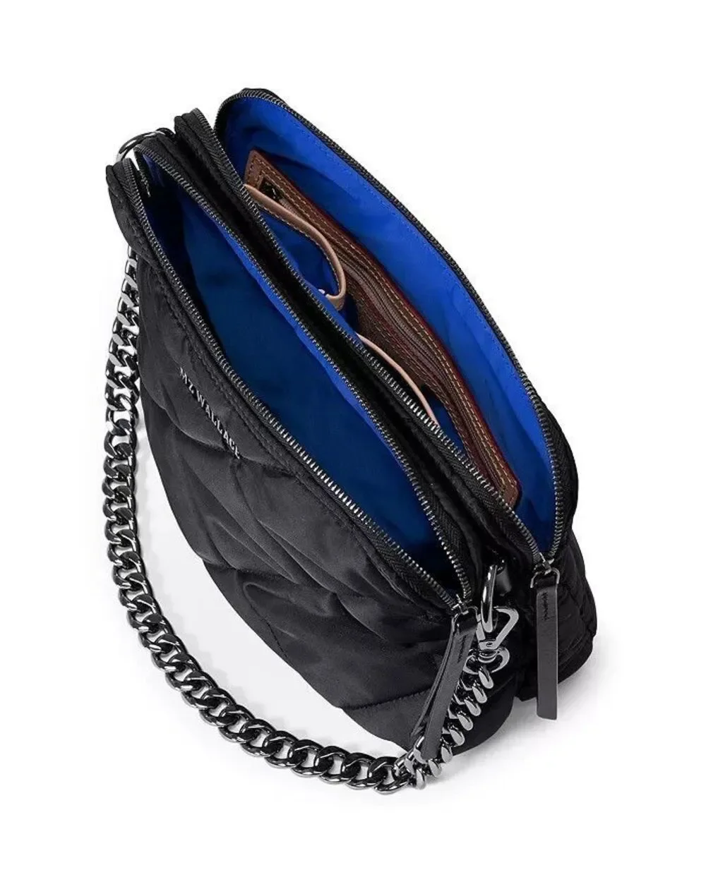 New MZ Wallace Bowery Quilted Nylon Crossbody Bag in Black